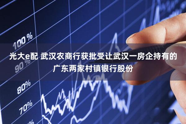 光大e配 武汉农商行获批受让武汉一房企持有的广东两家村镇银行股份
